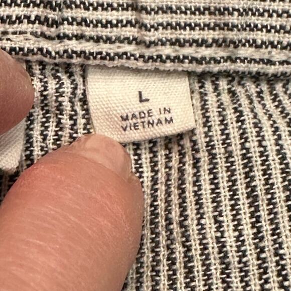 The GAP Women’s Large Striped Linen Viscose Wide Leg Elastic Waist Pants - Picture 4 of 8